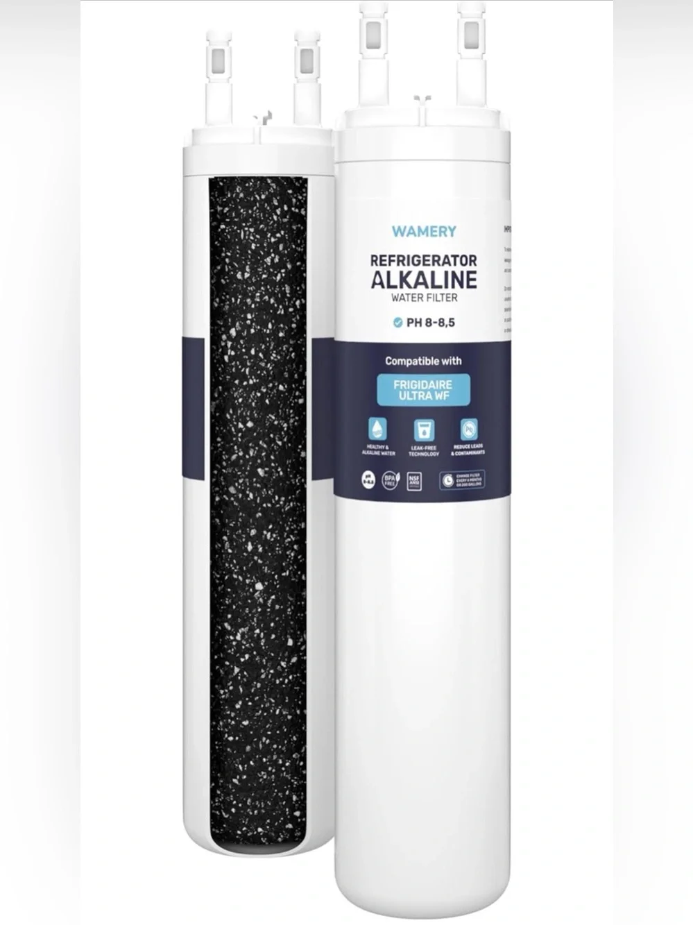 Wamery Refrigerator Alkaline Water Filter - White with Navy Label